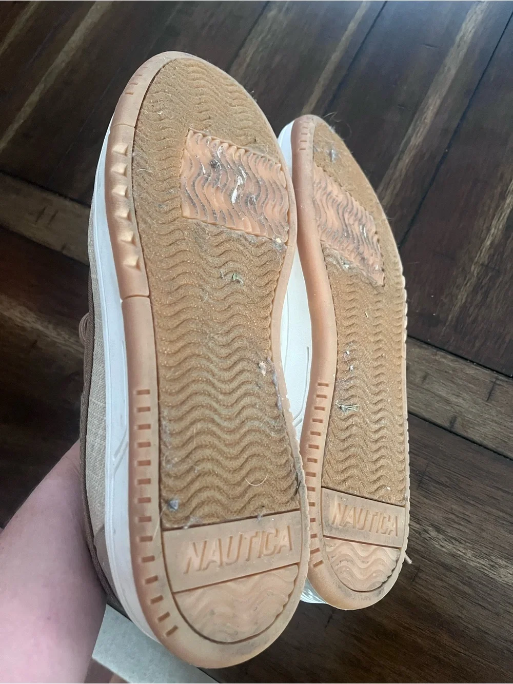 Nautica Men’s Canvas Boat Shoes in Beige and Brown
